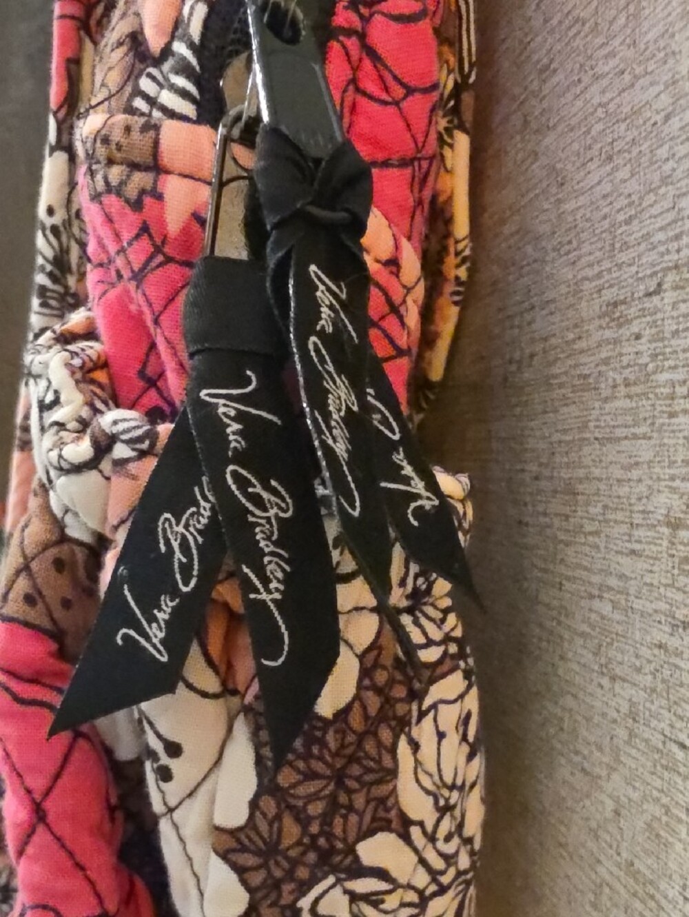 Vera Bradley Quilted Floral Backpack in Pink, Brown & Cream - Picture 3 of 4